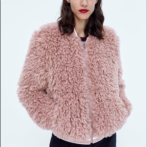 Zara Pink Fluffy Jacket - Picture 1 of 8